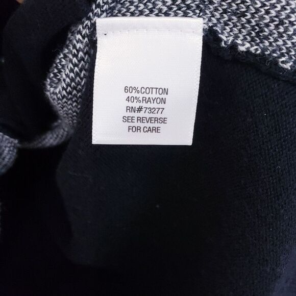 Croft & Barrow Black White Houndstooth Cardigan V Neck Sweater Size Large - Picture 4 of 6
